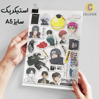 استیکر پک انیمه طرح ترکیبی بدون برش سایز A5 کد 03