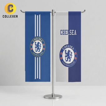 پرچم دوتایی رومیزی طرح تیم چلسی (Chelsea) - ساتن با پایه تی T - کد 01
