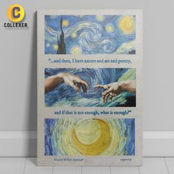 متال پوستر هنری نقاشی ترکیبی طرح دو دست کلاسیک ترکیب با نقاشی شب پرستاره - کد 03