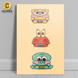 متال پوستر کارتون باب اسفنجی (SpongeBob) طرح باب اسفنجی و اختاپوس و خرچنگ - کد 01