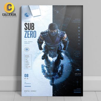 متال پوستر گیمینگ بازی مورتال کامبت طرح ساب زیرو (Sub Zero) Mortal Kombat - کد 08