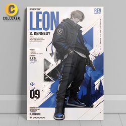 متال پوستر گیمینگ بازی رزیدنت ایول طرح لئون اس کندی (Leon S Kennedy) Resident Evil - کد 08