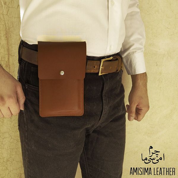 کیف موبایل کمری چرم طبیعی G-113