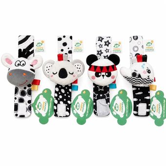 مچبند جغجغهای پولیشی نوزاد طرح حیوانات هپی مانکی Happy Monkey Baby Plush Wrist Rattles