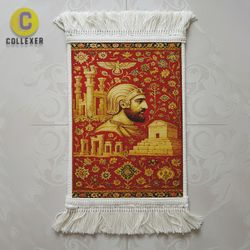 تابلو فرش ایرانی تاریخی طرح تخت جمشید کوروش بزرگ و فروهر - کد 02