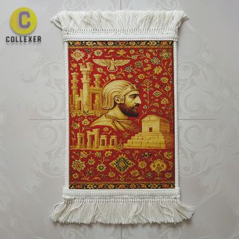 تابلو فرش ایرانی تاریخی طرح تخت جمشید کوروش بزرگ و فروهر - کد 02