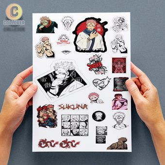 استیکر پک بدون برش انیمه جوجوتسو کایسن طرح سوکونا (Sukuna) Jujutsu Kaisen - شیت برچسب A4 و A5 - کد 02