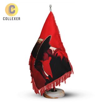 پرچم رومیزی انیمه وان پیس طرح مانکی دی لوفی (Monkey D. Luffy) One Piece کد 01 ریشه تک (رنگ انتخابی) مخمل پایه سنگی