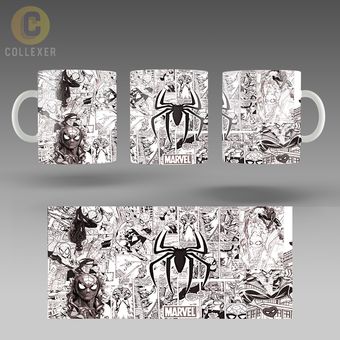 ماگ طرح مرد عنکبوتی (Spider-Man) - کد 02 (سفید ، مشکی ، حرارتی)