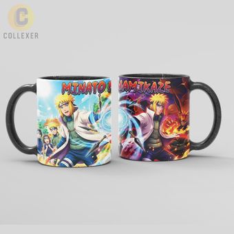 ماگ انیمه ناروتو طرح میناتو نامیکازه (Minato Namikaze) Naruto - کد 02 (سفید ، مشکی ، حرارتی)
