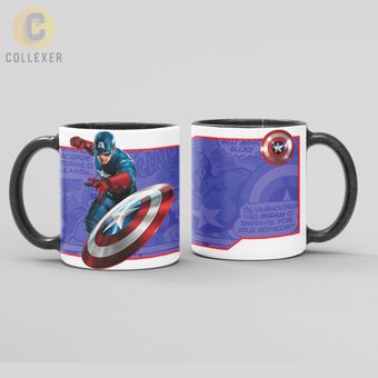 ماگ طرح کاپیتان آمریکا (Captain America) - کد 02 (سفید ، مشکی ، حرارتی)