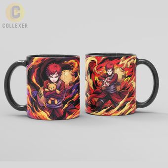 ماگ انیمه ناروتو طرح گاارا (Gaara) Naruto - کد 02 (سفید ، مشکی ، حرارتی)
