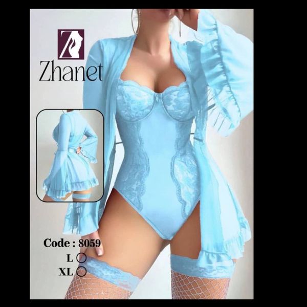 #لباس خواب ست 3 تیکه فنردار کد 8059