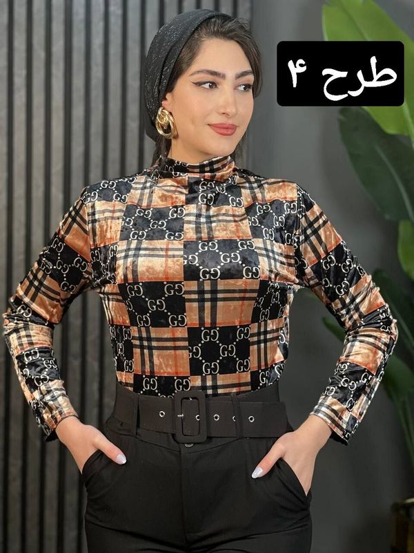 بلوز مخمل یقه شل کد 1617