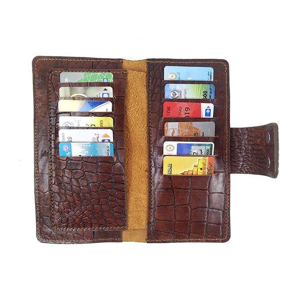 کیف پول مردانه چرم طبیعی طرح کروکدیل P-110