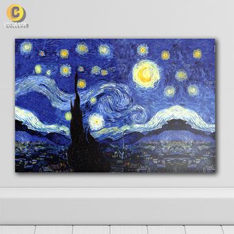 متال پوستر طرح نقاشی شب پرستاره - سبک ون گوگ (Starry Night) - کد 03