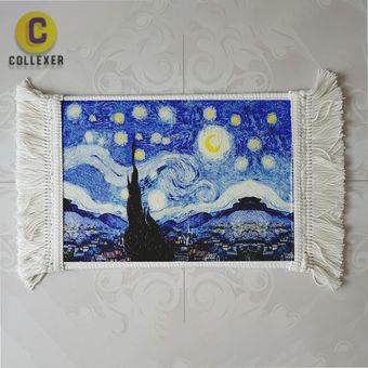 تابلو فرش طرح نقاشی شب پرستاره - سبک ون گوگ (Starry Night) - کد 02