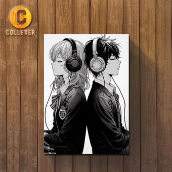 تابلو شاسی عاشقانه انیمه‌ای طرح کاپل دونفره - کد 03