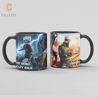 ماگ انیمه ناروتو طرح کاکاشی هاتاکه (Kakashi Hatake) Naruto - کد 03 (سفید ، مشکی ، حرارتی)