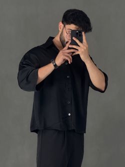 پیراهن کراپ ساتن مشکی