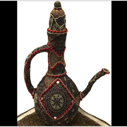 کوزه فرش اعلا دستی داخل چوب باریسه نگینی