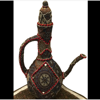 کوزه فرش اعلا دستی داخل چوب باریسه نگینی