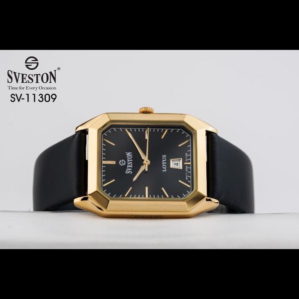 ساعت سویستون مدل 11309چهار کوش صفحه مشکی قاب طلایی