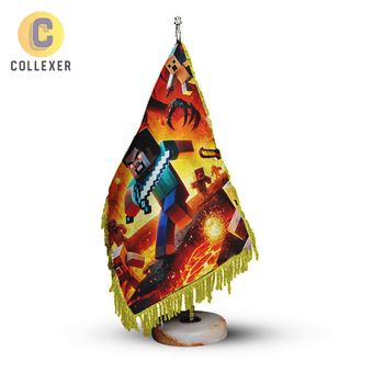 پرچم رومیزی بازی ماینکرافت (Minecraft) کد 04 ریشه تک (رنگ انتخابی) مخمل پایه سنگی