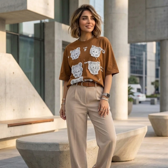 تیشرت‌ زنانه مدل لونا قهوه‌ای