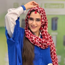 شال نخی وارداتی منگوله دار شقایق قرمز سفید trf