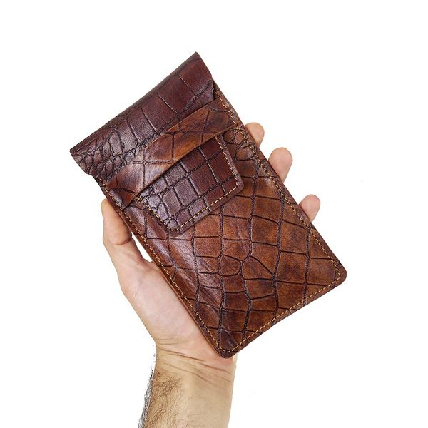 کیف موبایل کمری چرم طبیعی طرح کروکدیل G-109