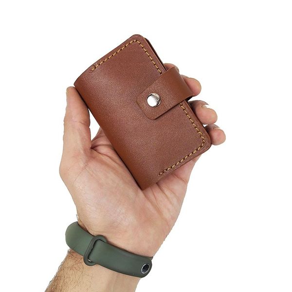 کیف جاکارتی مردانه چرم طبیعی دکمه دار J-102G