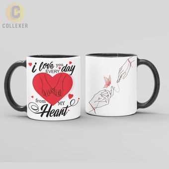 ماگ عاشقانه هنری طرح دست ها (Hands) Art Style Mug - کد 05 (معمولی ، مشکی ، حرارتی)
