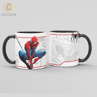 ماگ طرح مرد عنکبوتی (Spider-Man) - کد 05 (سفید ، مشکی ، حرارتی)