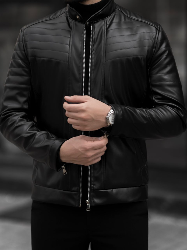 کاپشن کلاسیک چرم مشکیj116