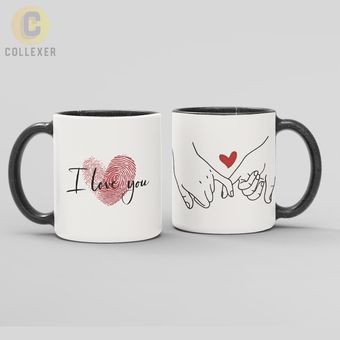 ماگ عاشقانه هنری طرح دست ها (Hands) Art Style Mug - کد 06 (معمولی ، مشکی ، حرارتی)