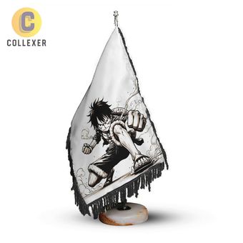 پرچم رومیزی انیمه وان پیس طرح مانکی دی لوفی (Monkey D. Luffy) One Piece کد 05 ریشه تک (رنگ انتخابی) مخمل پایه سنگی