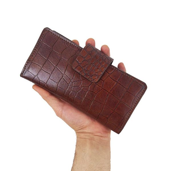 کیف پول مردانه چرم طبیعی طرح کروکدیل P-110