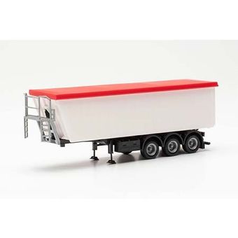 Stöffelliner dump body semitrailer 3axles (Kempf), white with red tarp   076555-003