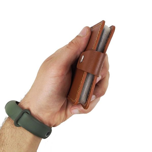 کیف جاکارتی مردانه چرم طبیعی دکمه دار J-102G