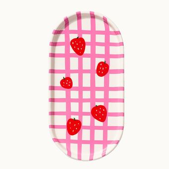 سینی بیضی طرح توت فرنگی