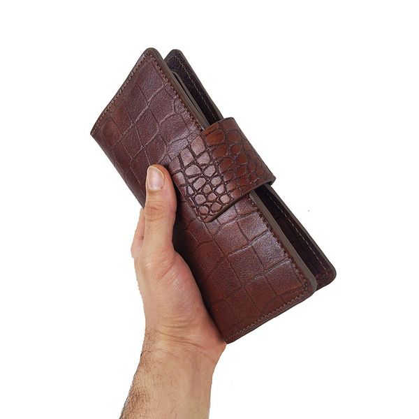 کیف پول مردانه چرم طبیعی طرح کروکدیل P-110