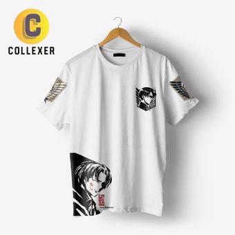 تیشرت سفید انیمه اتک آن تایتان طرح لیوای آکرمن (Levi Ackerman) Attack On Titan - کد 01