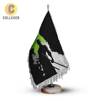 پرچم رومیزی انیمه وان پیس طرح رورونوا زورو (Roronoa Zoro) One Piece کد 01 ریشه تک (رنگ انتخابی) مخمل پایه سنگی