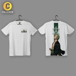 تیشرت سفید انیمه وان پیس طرح رورونوا زورو (Roronoa Zoro) One Piece - کد 03