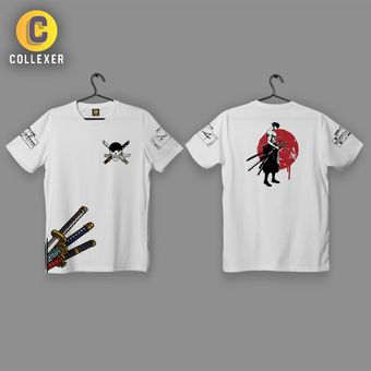 تیشرت سفید انیمه وان پیس طرح رورونوا زورو (Roronoa Zoro) One Piece - کد 02