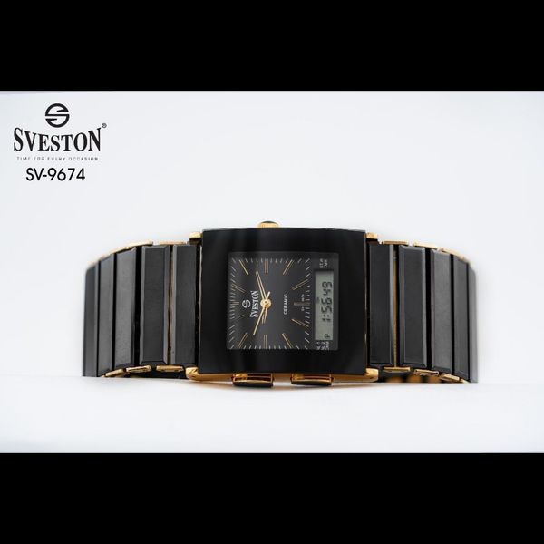 ساعت سویستون دو زمانه مشکی طلایی