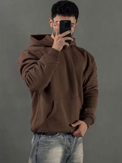 هودی ساده پنبه قهوه ای