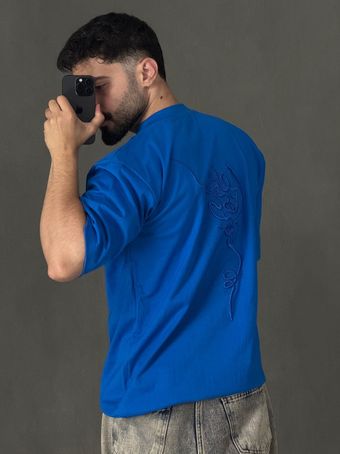 تیشرت ماکان فوم دوزی خطاطی آبی