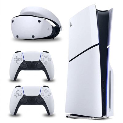 کنسول بازی سونی مدل PlayStation 5 Slim ظرفیت 1 ترابایت ریجن 2016A اروپا به همراه دسته اضافی و هدست VR2